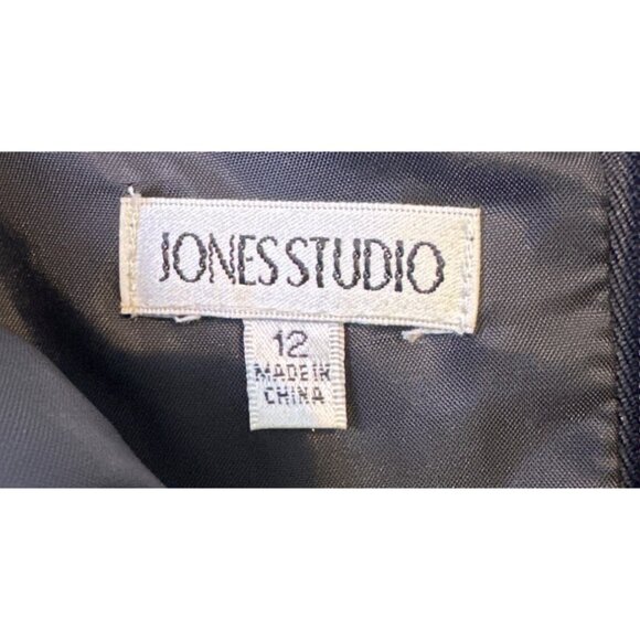 Jones Studio Black Beaded Empire Waist Midi Dress Size 12 party cocktail dress - Picture 11 of 16